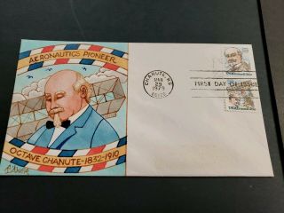 1979 Us Fdc Aviation Chanute Dyer Hand Painted Cachet