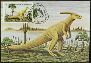 St.  Thomas & Prince Islands 1982,  Parasaurolophus,  Dinosaur Maximum Card C52763
