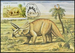 St.  Thomas & Prince Islands 1982,  Triceratops,  Dinosaur Maximum Card C52764