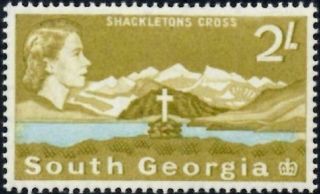 South Georgia 1963 Qeii 2/ - Yellow - Olive & Light Blue Sg.  11 (hinged)
