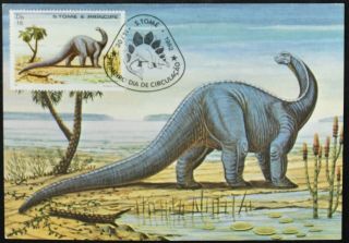 St.  Thomas & Prince Islands 1982,  Brontosaurus,  Dinosaur Maximum Card C52765