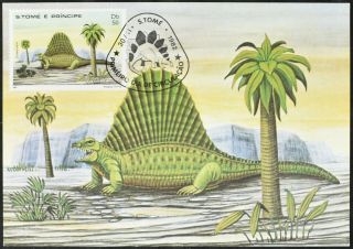 St.  Thomas & Prince Islands 1982 Dimetrodon,  Dinosaur Maximum Card C52768