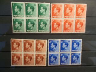 6 X Gb 1936 Edward Viii Definitives Stamps Set (4) Unmounted Uk Seller