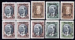 Turkey 1939 Set Of Stamps Mi 1053 - 1058,  Block Of 4 Mi 1058 Mh Cv=25€