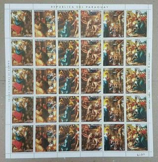 A304 1982 Paraguay Art Paintings Durer Michel 33 Euro Big Sh Folded In 2 Mnh