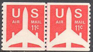 Sc C82 - 11c Silhouette Of Jet Airliner Joint Line Pair Mnh (c82 - 3)