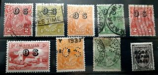 Selection Of Early Australia Stamps With Official Cancel Overprints High Cv