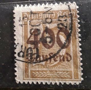 Deutches Reich 1923 Inflation Surcharged Stamp Sg 307 Fine