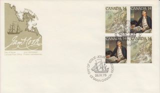 Canada 763 - 764 14¢ Captain James Cook Block First Day Cover