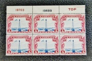 Nystamps Us Air Mail Plate Block Stamp C11 Og H P Block Of 6 $40