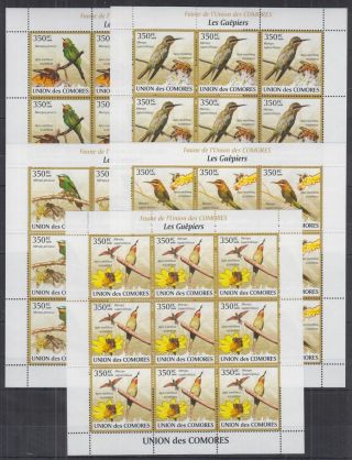 Y690.  9x Comoro - Mnh - Nature - Birds - Flowers - Bees - Full Sheet