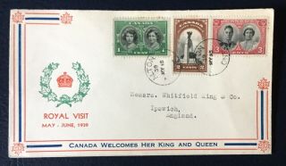 Canada 1939 Royal Visit Memory Cover To England,