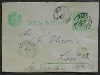 Romania 1901 Postcard Sent From Bucharest To Laco Franked W/ 5 Bani Stamp