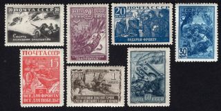 Russia Ussr 1942 Set Of Stamps Zagor 737 - 743 Mh Cv=100$