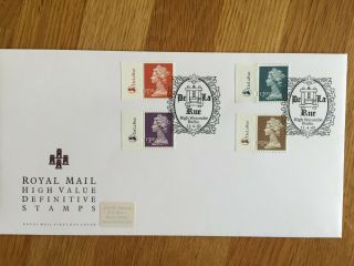 Gb Uk Fdc Cover High Value Definitive Stamps 2000 With De La Rue Tabs
