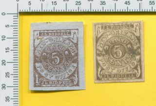 2 Us Csa La Orleans Po 5c Riddell Confederate Provisional Counterfeit Stamp