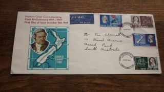 Old Zealand Stamp Issue Fdc,  1969 Captain Cook Bicentenary Set Of 4 Stamps