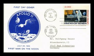 Dr Jim Stamps Us Apollo 11 Man On Moon Air Mail Fdc Cover Plate Single C76