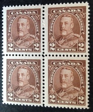 Canada 1930 Block Of 4 2 Cent Brown Stamps Mnh