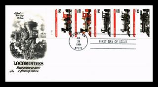 Dr Jim Stamps Us Locomotives Fdc Art Craft Monarch Size Cover Booklet Pane