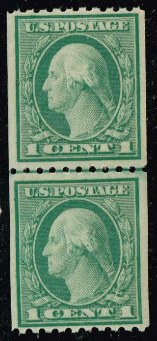 Us Stamp 486 1c Green Rotary Press Coil 1918 Stamp Mnh/og Pair Xfs Line Pair