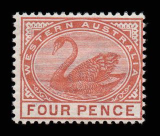 Western Australia 1885 4d Chestnut Swan Wmk Crown Ca (sideways) Sg 98