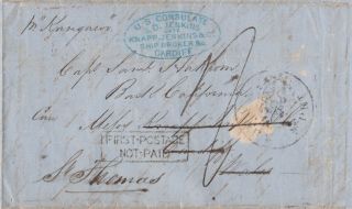 1860 Stampless Letter York To Cardiff Wales Per Kangeroo