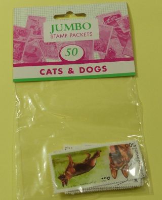 Thematic Stamp Packet: 50 Cats & Dogs On Stamps