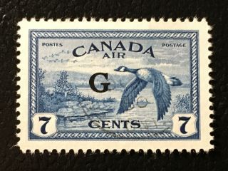 Vf Sc Co2 - 7c Canada Goose Air Mail " G " Official Overprint