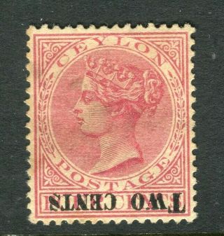 Ceylon; 1888 - 90 Classic Qv Surcharged Issue Inverted 2 Cents Hinged