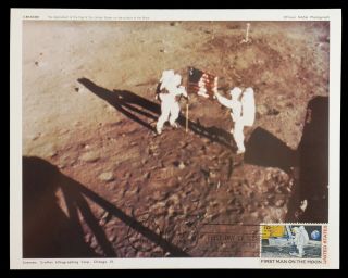 Nasa Apollo 11 Photo 9 " X 7 " S - 69 - 40308 & First Day Cover 1969 Fdc C76 Stamp
