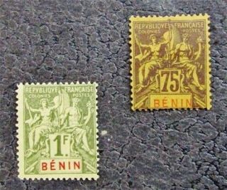 Nystamps French Benin Stamp 44 45 Og H $38