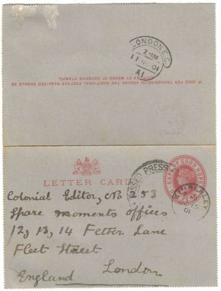 Boer War 1901 Censored Letter Card Kimberly - London Re Competition