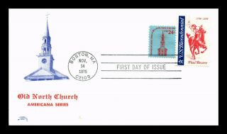 Dr Jim Stamps Us Old North Church Americana Fdc Cover Cinderella Franked