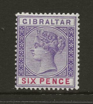 Gibraltar 1898 Qv Sg44 6d Violet And Red Fine Hinged Cat £45