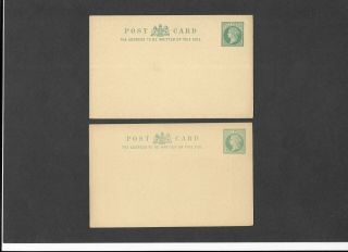 Gb Stationery 1901 Qv 1/2d Blue - Green Postcards Size D H&b Cp40a & Cp40b