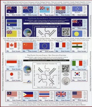 Cook Islands 1416 - 17,  Sheet Of 14 & 16,  Pacific Islands Forum,  Flag,  Scv $45.  00