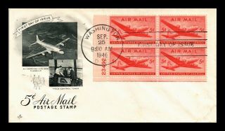 Dr Jim Stamps Us Air Mail 5c First Day Cover Plate Block Art Craft Scott C32
