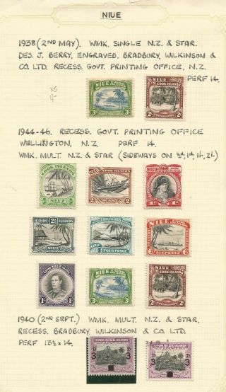 Niue 1938 - 50 Fine Lightly Mounted Sets To 3/ - Sg 89 - Sg 97 With 1938 2 & 3/ -