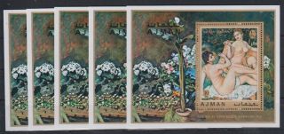 W705.  5x Ajman - Mnh - Art - Paintings - Renoir