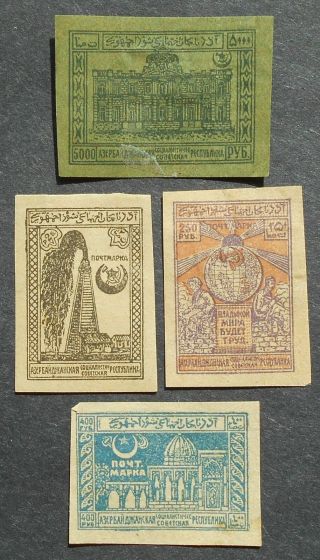 Azerbaijan 1921 Regular Issue,  Lyapin H2,  24,  25,  H6,  Mh