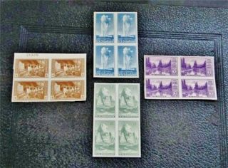 Nystamps Us Stamp 758 // 763 H Block Of 4 $20