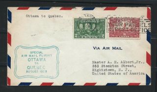 Canada 1928 Special Flight Cover From Ottawa To Quebec