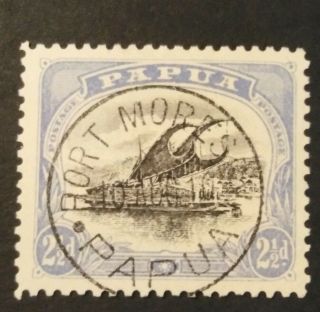 Papua 1907 - 10 Lakatoi Small Papua 2 1/2,  D Black /blue Hinged E1