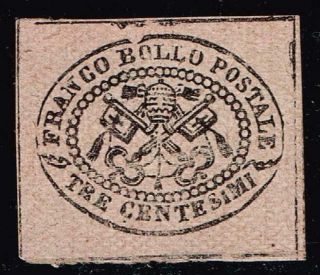 Italy Stamp Papal State 1867 Coat Of Arms - Black On Redshi Glazed Paper