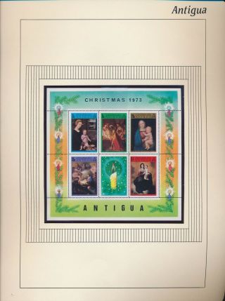 Xb71662 Antigua 1973 Madonna & Child Paintings Good Sheet Mnh