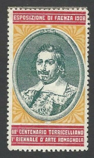 Italy 1908 Exhibition Of Faenza Torricelliano Centenary Poster Stamp Mh