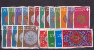 Guernsey 1979 - 1983 Definitive Coins Stamp Set Mnh Sg 177 - 198