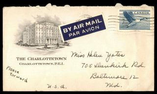 Mayfairstamps Canada 1950s Charlottetown Hotel Advertising Airmail To Us Cover W
