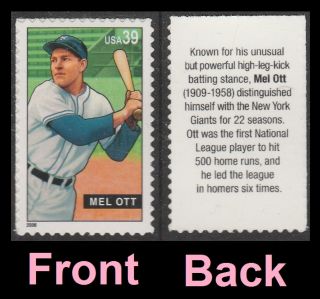 Us 4082 Baseball Sluggers Mel Ott 39c Single (1 Stamp) Mnh 2006